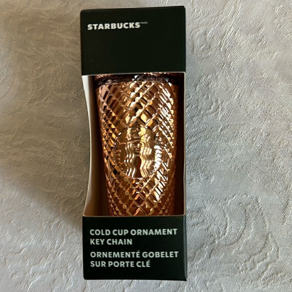 Starbucks 2023 Winter Holiday Tiled Mini Tumbler Keychain Ornament Copper